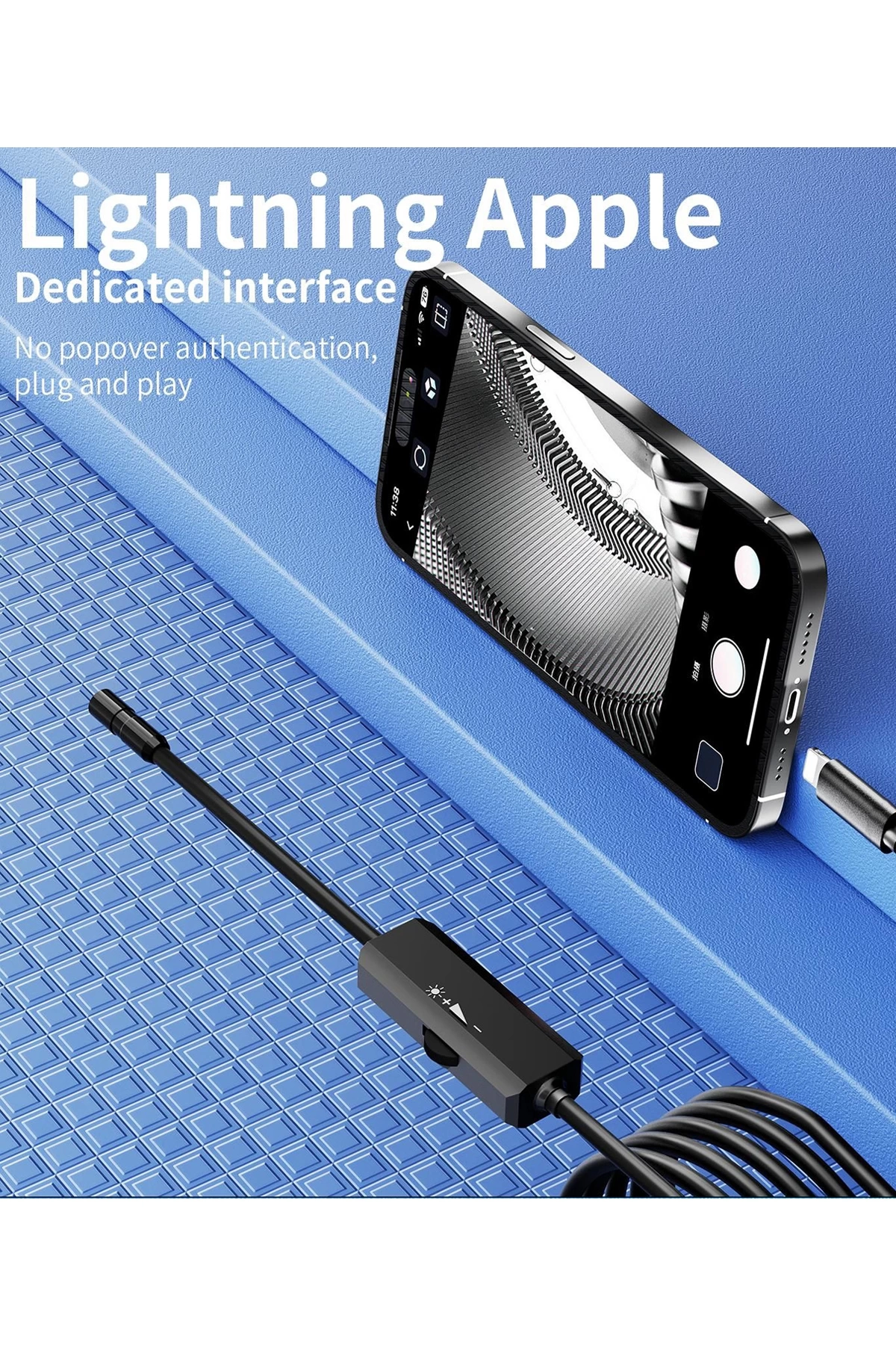 Endoskop Yılan Video Kamera İos Uyumlu Led’li 5 Metre 7 Mm Sert Kablo 2mp Full Hd - Lisinya