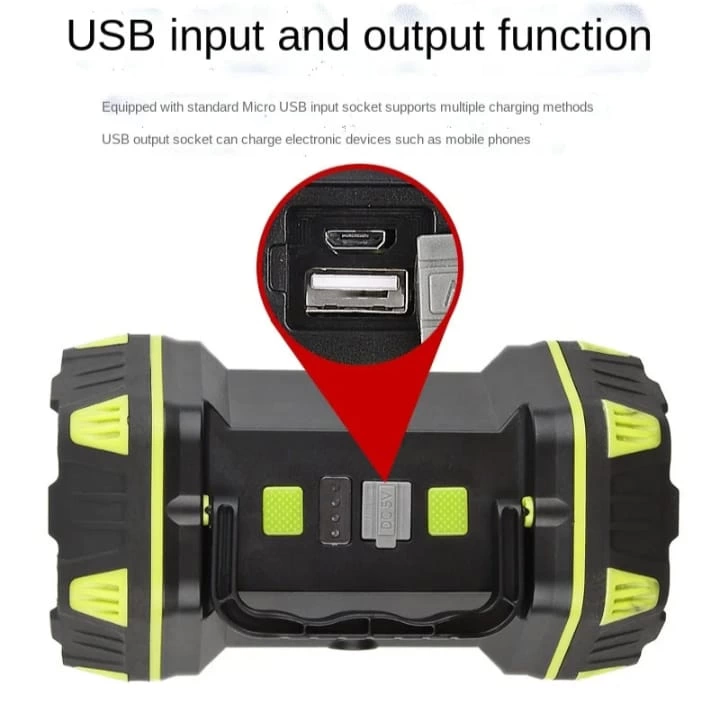 F-262 Yeni Güçlü Çift Taraflı Taşınabilir Spot Ve Işıldak Usb Powerbank Şarjlı Fener - Lisinya