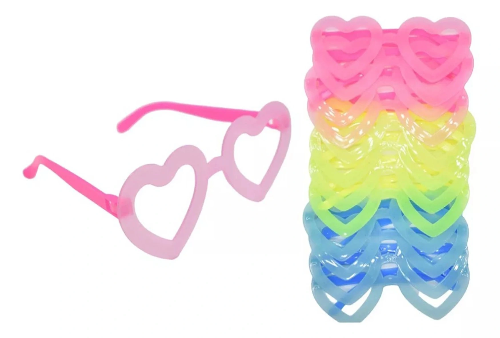 Fosforlu Kalp Model Glow Parti Gözlüğü Karanlıkta Yanan Gözlükler 12 Adet - Lisinya