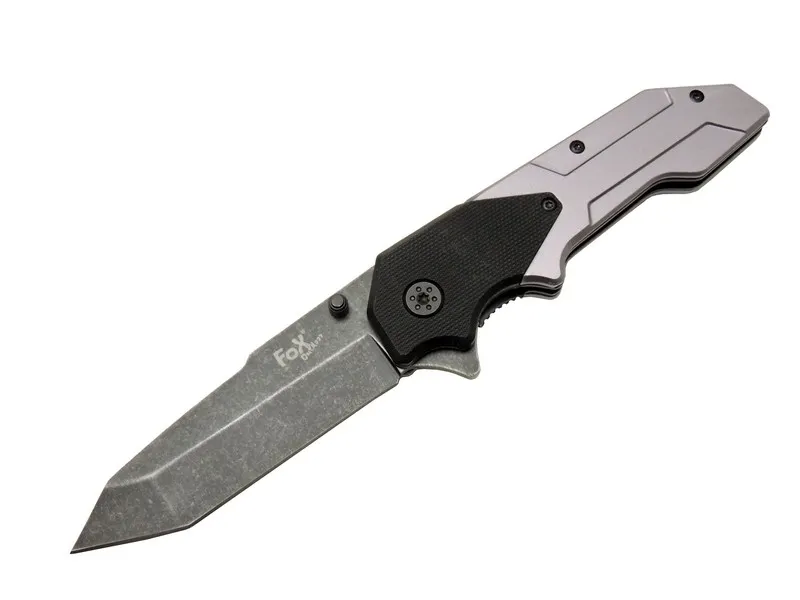 Fox A9 Gri Tanto Kamp Çakı 21cm- Yarı Otomatik, Kemerlikli - Lisinya Fox A9 Gri Tanto Kamp Çakı 21cm- Yarı Otomatik, Kemerlikli - Lisinya