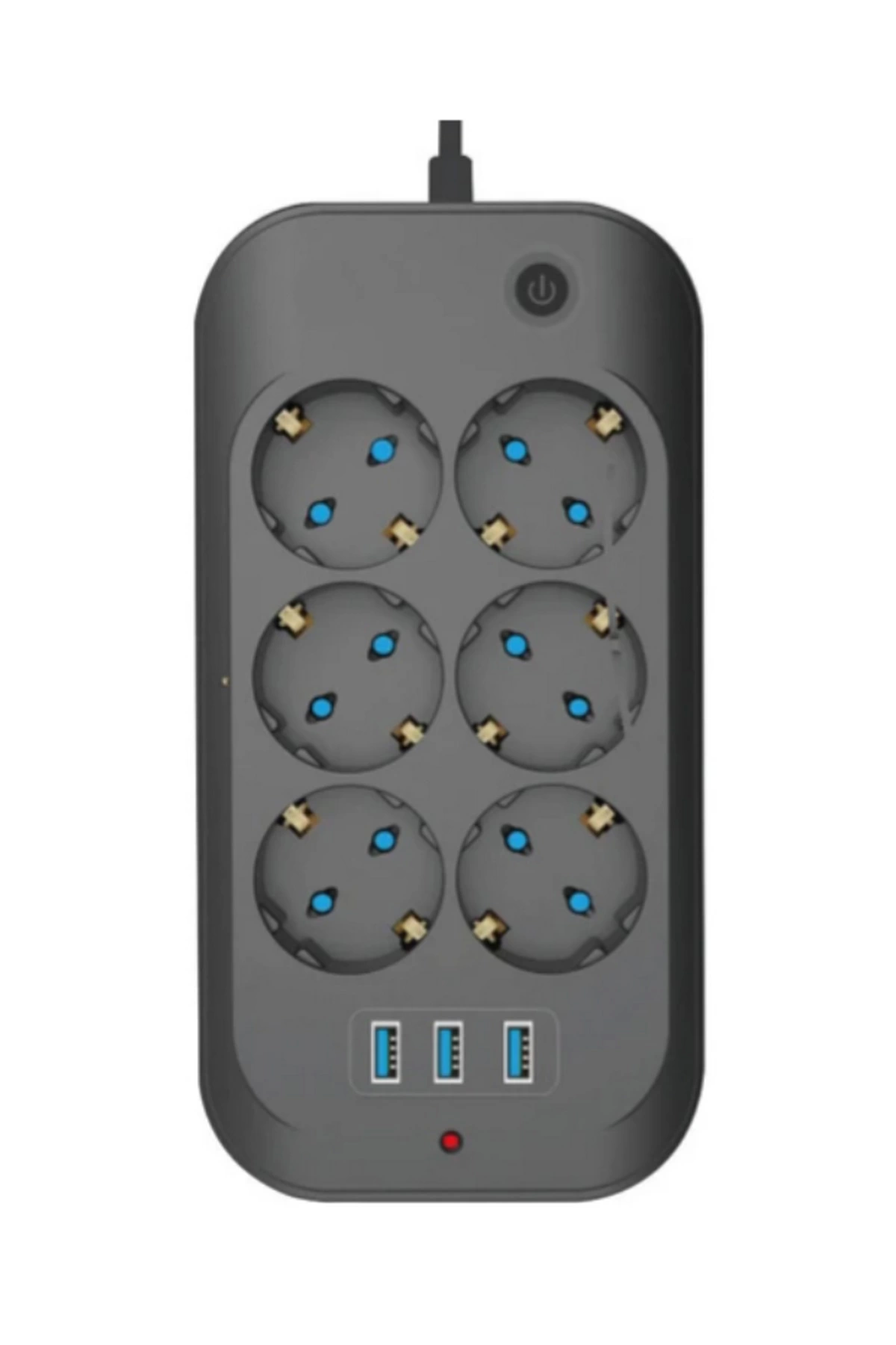 Termal Akım Korumalı, Çocuk Korumalı, 6’lı 2 Mt Uzatma Kablosu 6 X Priz, 3 X Usb - Lisinya