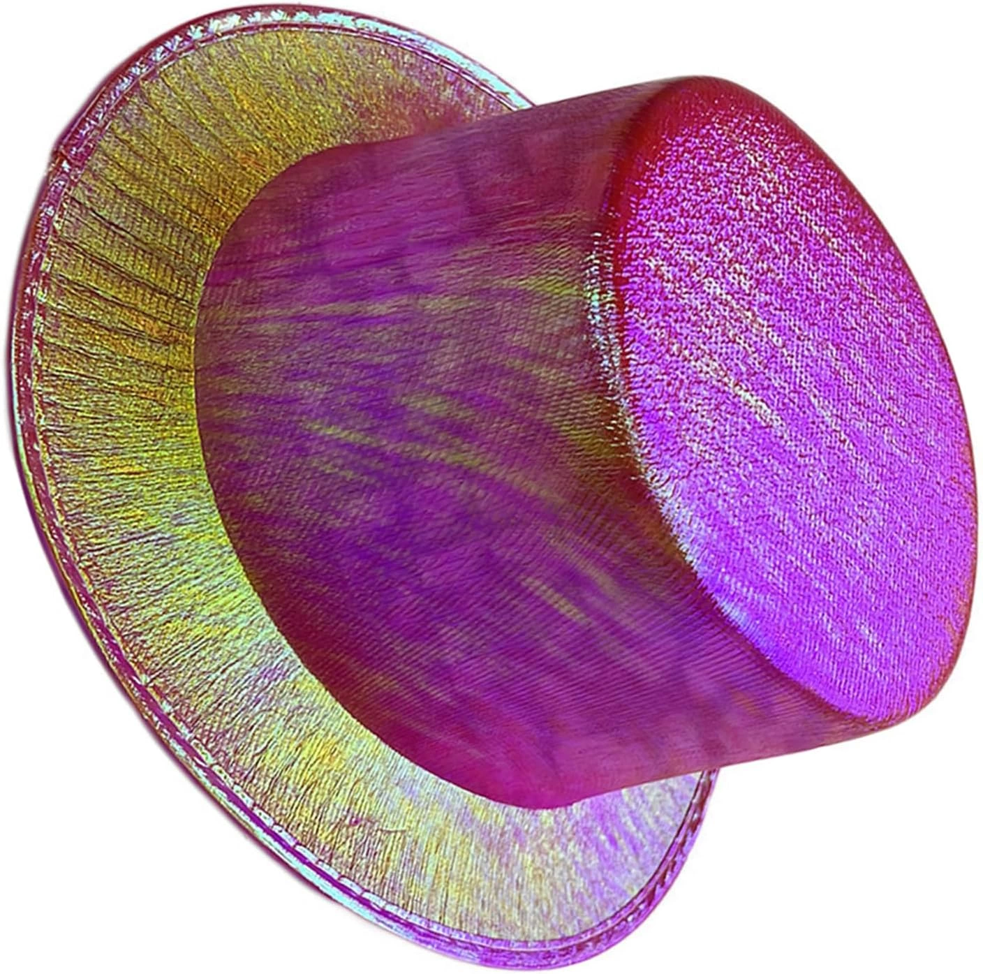 Fuşya Renk Işıltılı Hologram Kumaş Kaplama Fötr Silindir Şapka Yetişkin Boy - Lisinya Fuşya Renk Işıltılı Hologram Kumaş Kaplama Fötr Silindir Şapka Yetişkin Boy - Lisinya