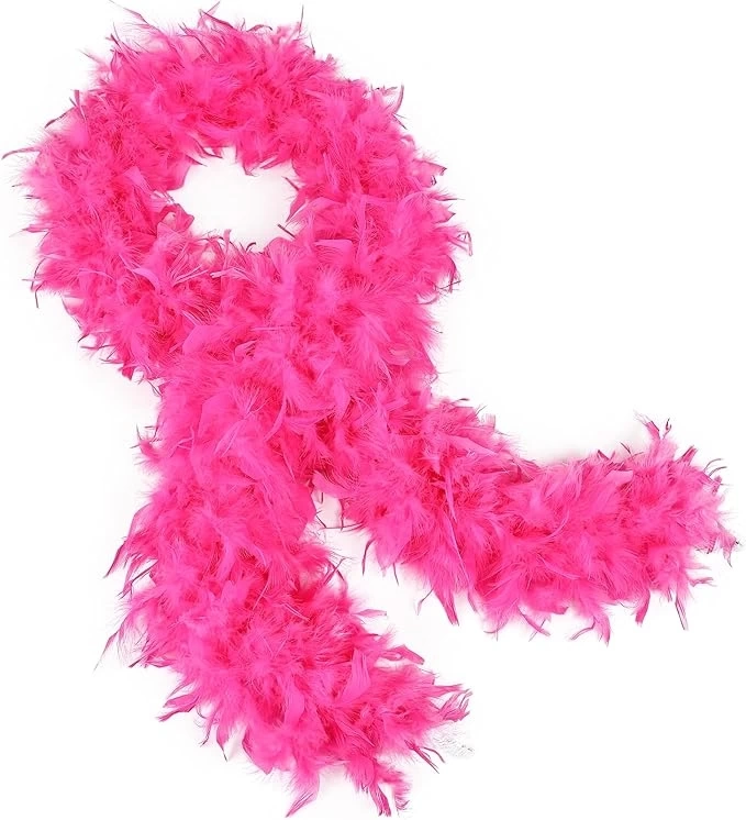 Fuşya Renk Kabarık Kalın Otriş Boa Tüy 6 Cm Genişlik 180-200 Cm Uzunluk - Lisinya