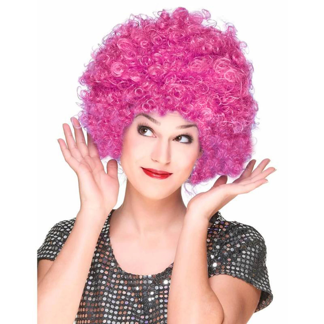 Fuşya Renk Kıvırcık Afro Bonus Peruk Saç Parti Peruğu - Lisinya Fuşya Renk Kıvırcık Afro Bonus Peruk Saç Parti Peruğu - Lisinya