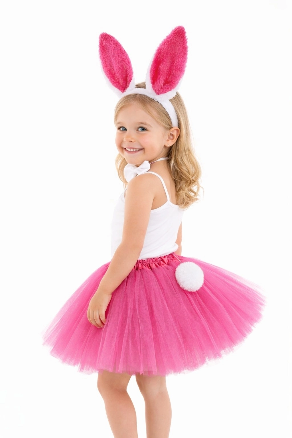 Fuşya Tavşan Kostüm Seti Kız Çocuk – Tütü Etekli 4 Parça - Lisinya