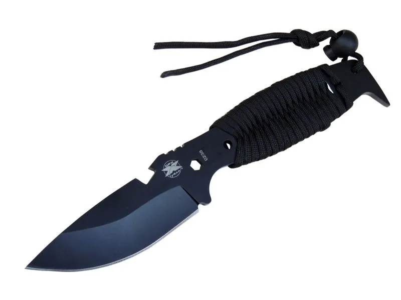 Gear Assault 0238bk Kamp Bıçağı 22,5 Cm - Siyah, Metal Ampampamp İpli Sap - Lisinya