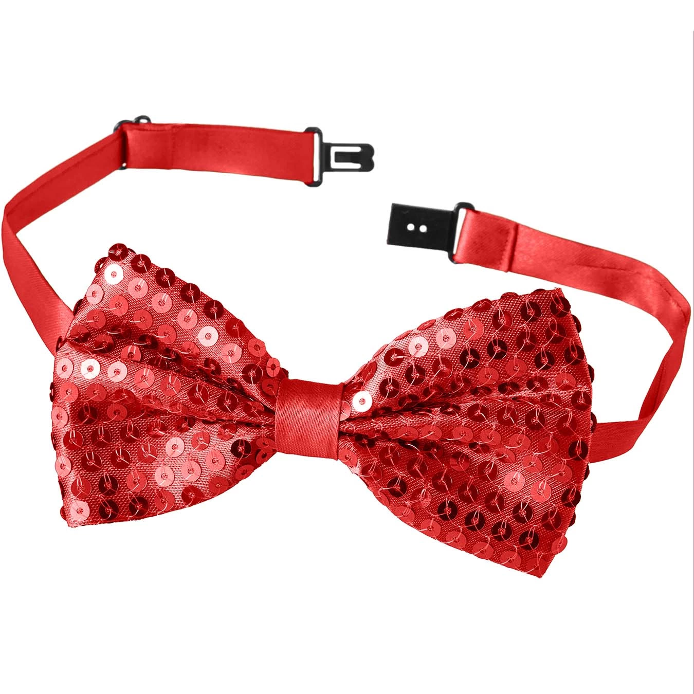 Gece Işıltısı Kırmızı Payetli Pullu Papyon 7x2 Cm - Lisinya