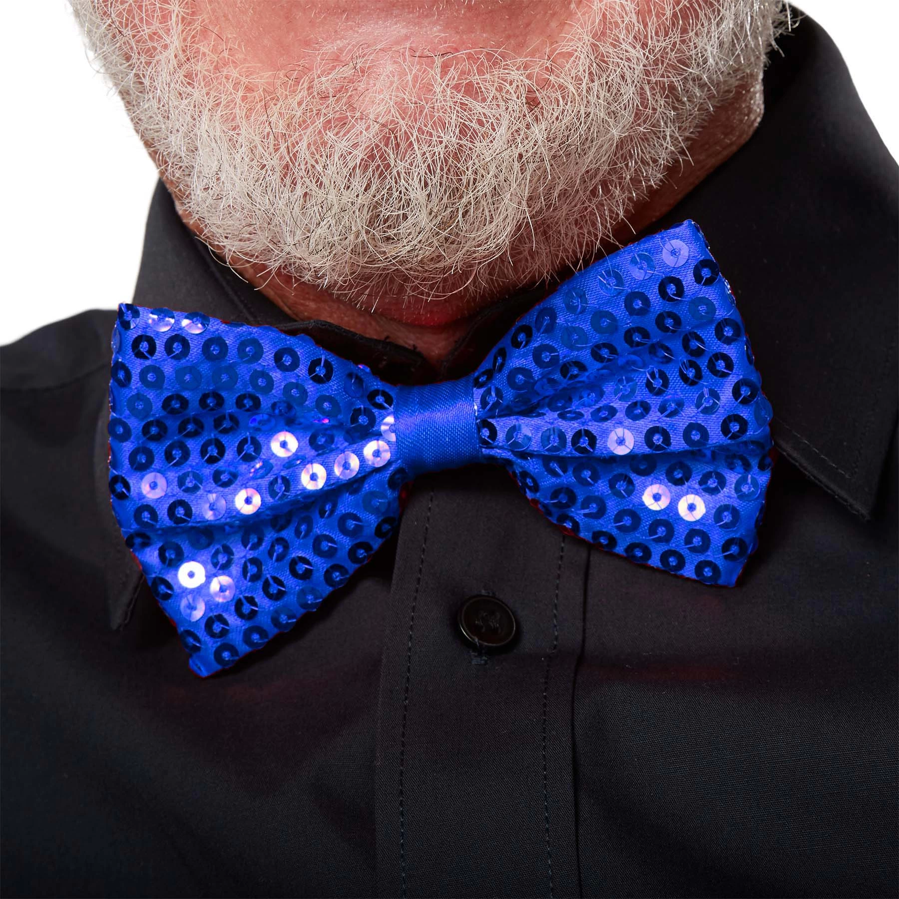 Gece Işıltısı Mavi Payetli Pullu Papyon 7x2 Cm - Lisinya