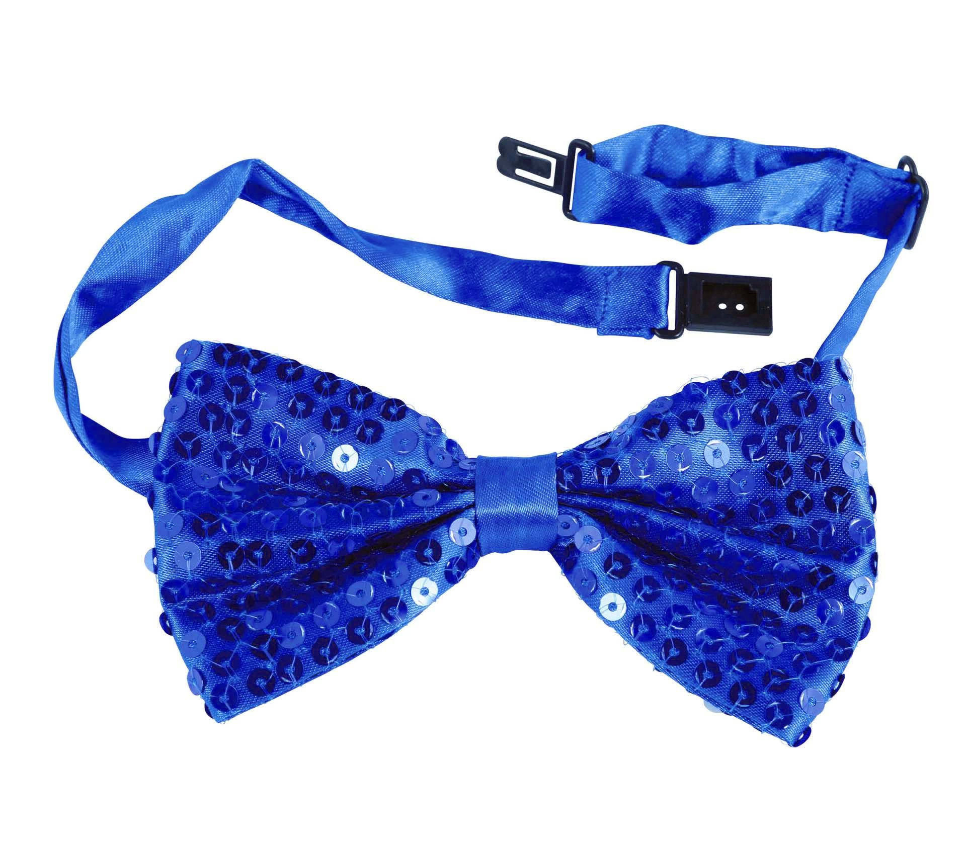 Gece Işıltısı Mavi Payetli Pullu Papyon 7x2 Cm - Lisinya