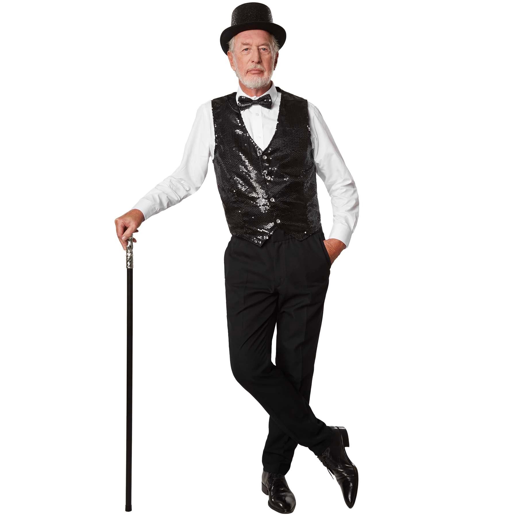 Gece Işıltısı Siyah Payetli Pullu Papyon 7x2 Cm - Lisinya