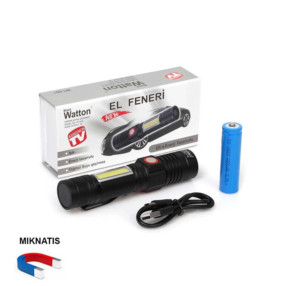 Geniş Açılı P50 Led Şarjlı El Feneri Wt-601 - Lisinya Geniş Açılı P50 Led Şarjlı El Feneri Wt-601 - Lisinya