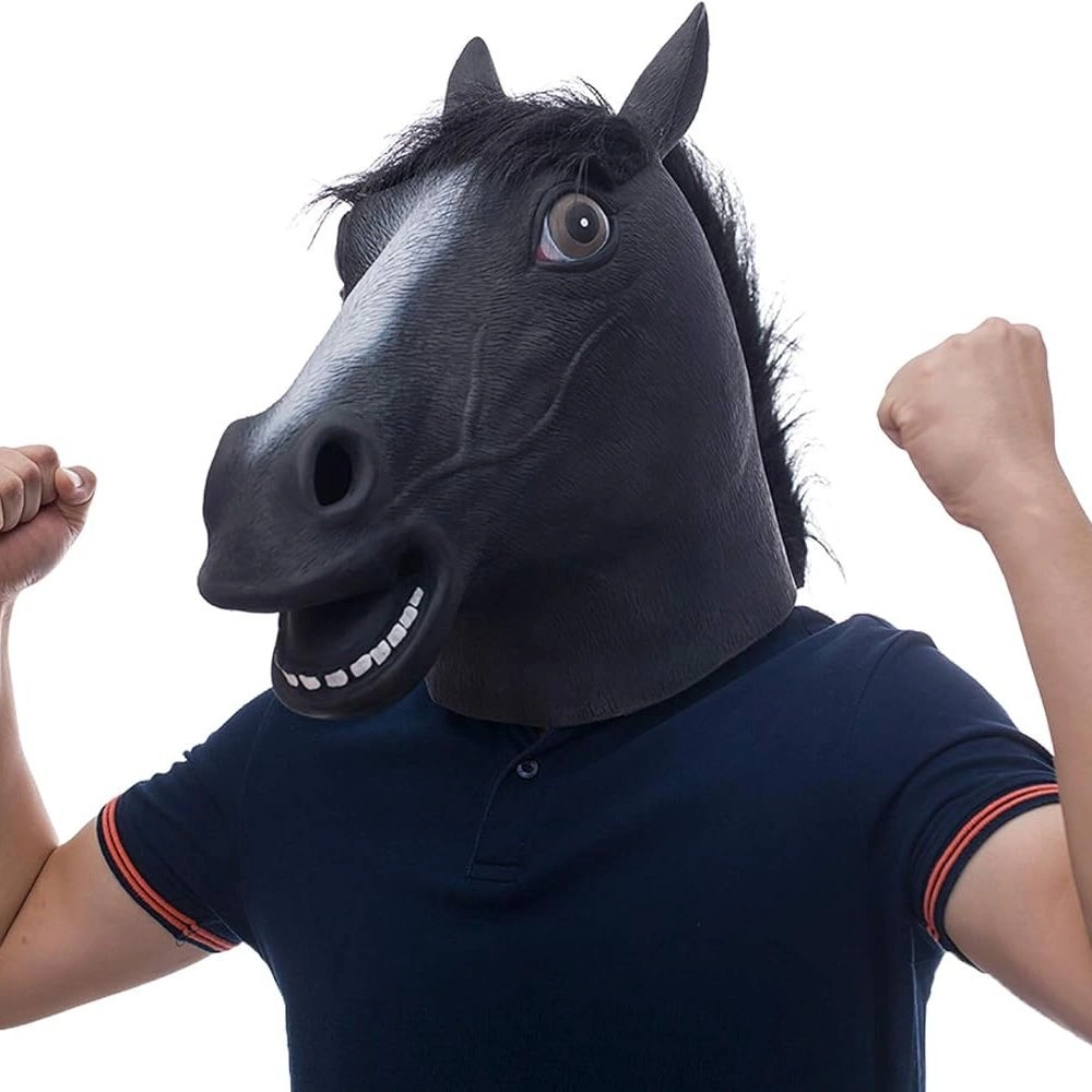 Gerçekçi At Kafası Maskesi Siyah Renk - Lisinya