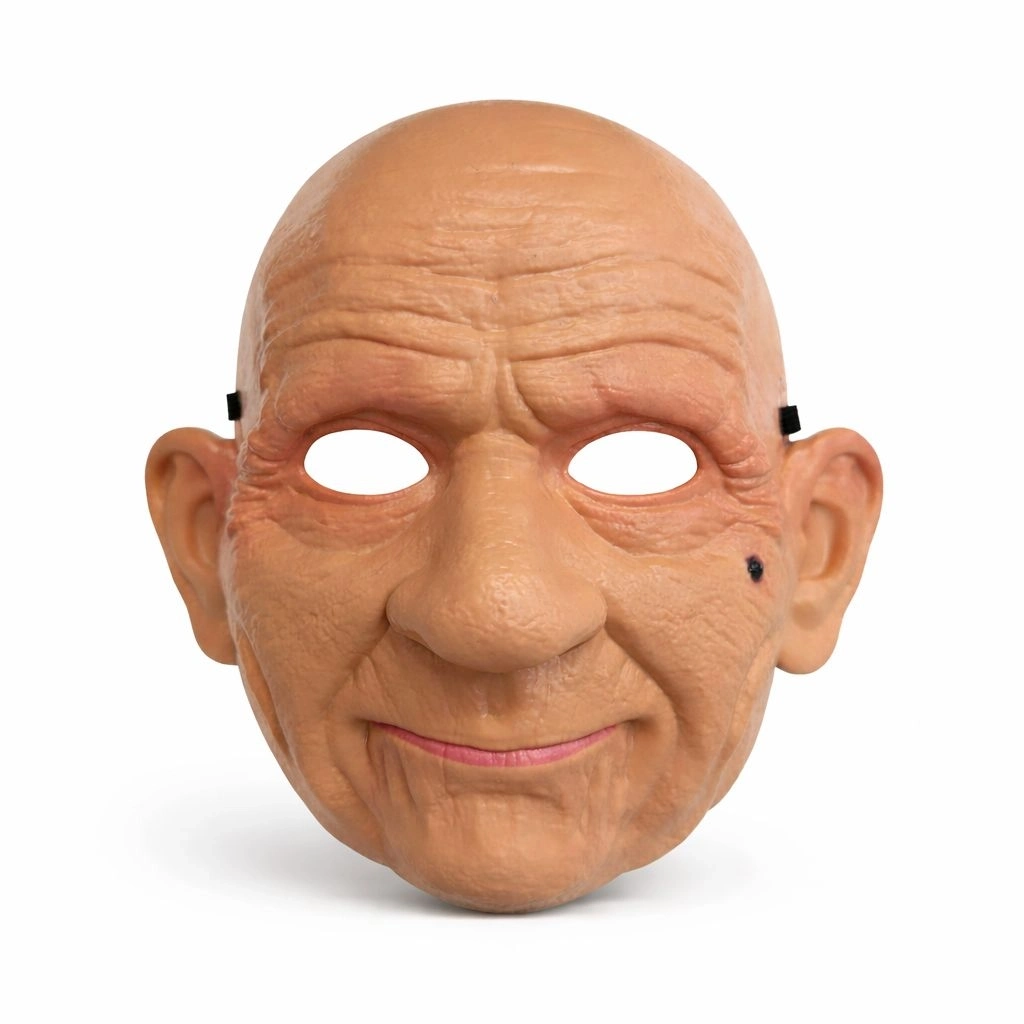 Gerçekçi Yaşlı Adam Maskesi – Lateks Görünümlü Plastik Korku Maskesi - Lisinya