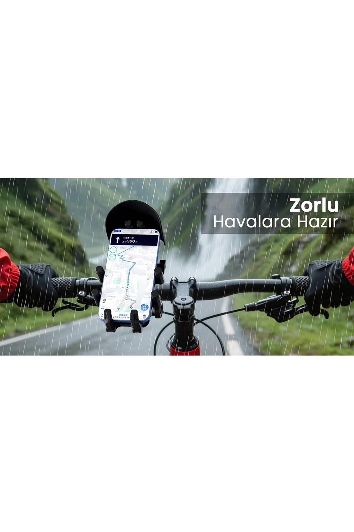 Gidon Bağlantılı Güneş Ve Yağmur Korumalı 360° Derece Ayarlanabilir Motosiklet Bisiklet Telefon Tutucu - Lisinya Gidon Bağlantılı Güneş Ve Yağmur Korumalı 360° Derece Ayarlanabilir Motosiklet Bisiklet Telefon Tutucu - Lisinya