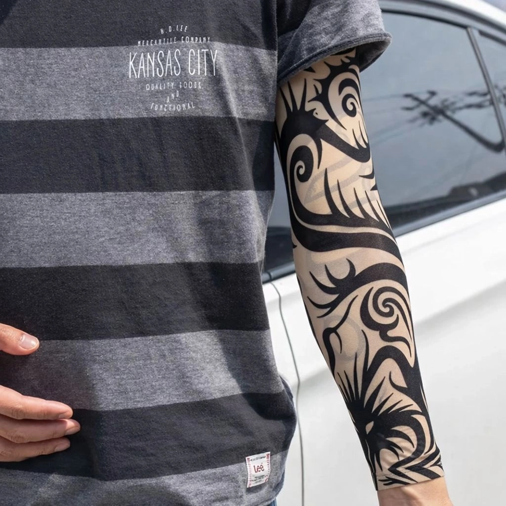 Giyilebilir Kol Dövmesi Çorap Dövme 3d Baskılı Kol Bacak Dövme 2 Adet Model 15 - Lisinya