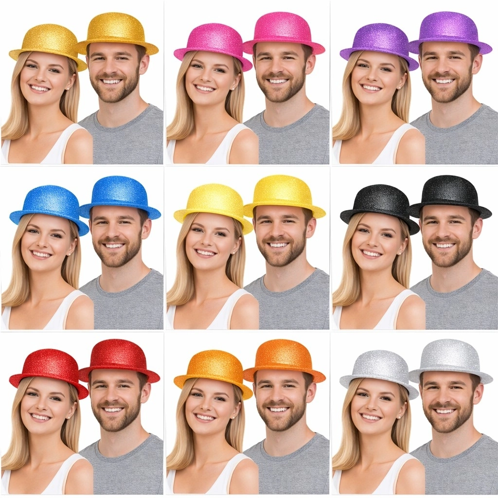 Glitter Simli Melon Şapka 9’lu Set - 9 Renk Parti Ve Kostüm Şapkası - Lisinya Glitter Simli Melon Şapka 9’lu Set - 9 Renk Parti Ve Kostüm Şapkası - Lisinya