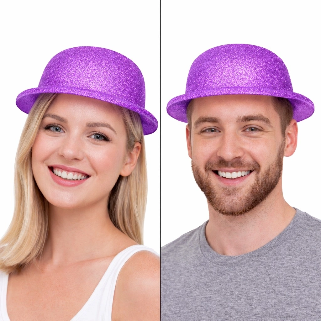 Glitter Simli Melon Şapka 9’lu Set - 9 Renk Parti Ve Kostüm Şapkası - Lisinya