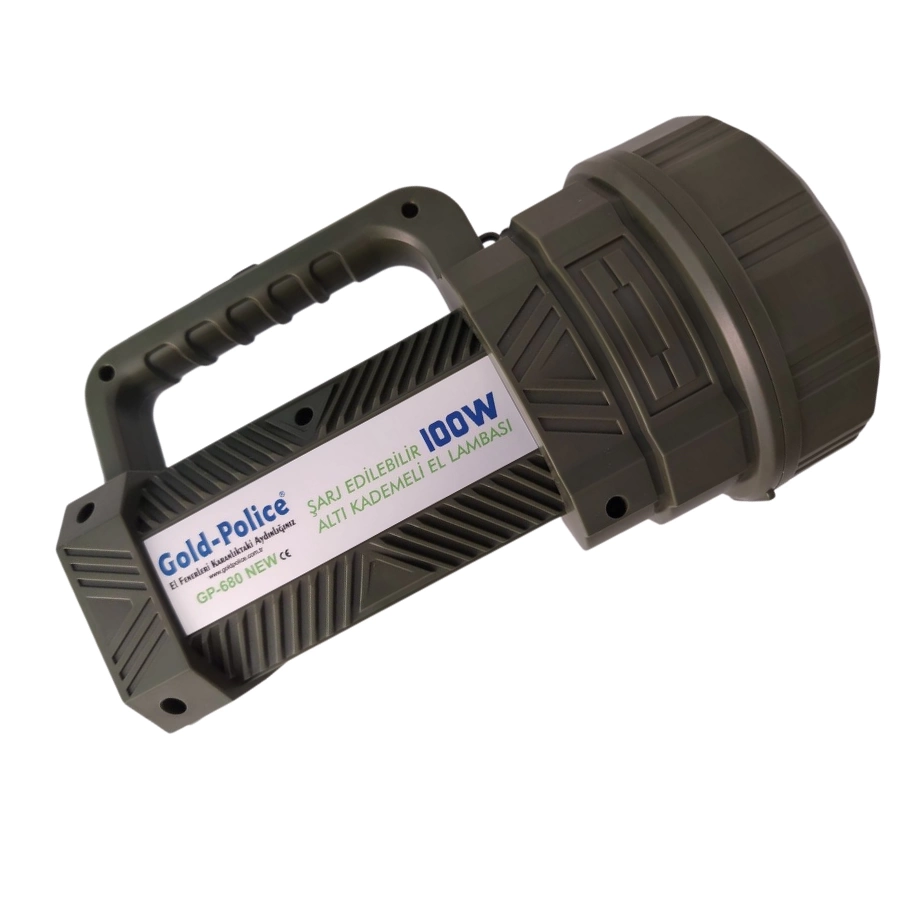 Gold Police Gp-680 Şarjlı El Feneri Projektör 100 Watt - Lisinya Gold Police Gp-680 Şarjlı El Feneri Projektör 100 Watt - Lisinya