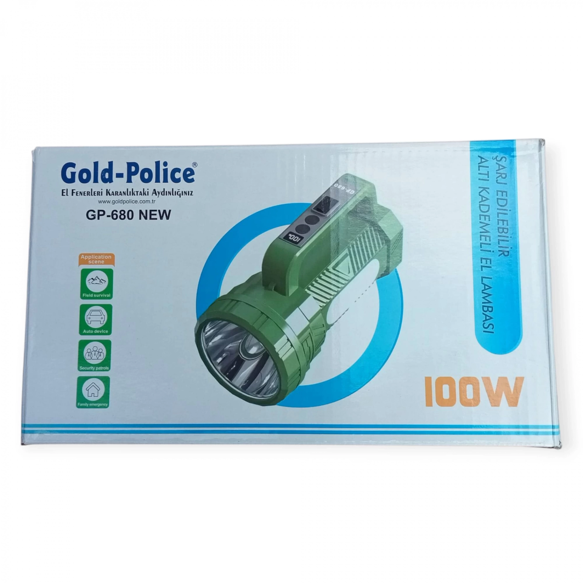 Gold Police Gp-680 Şarjlı El Feneri Projektör 100 Watt - Lisinya Gold Police Gp-680 Şarjlı El Feneri Projektör 100 Watt - Lisinya