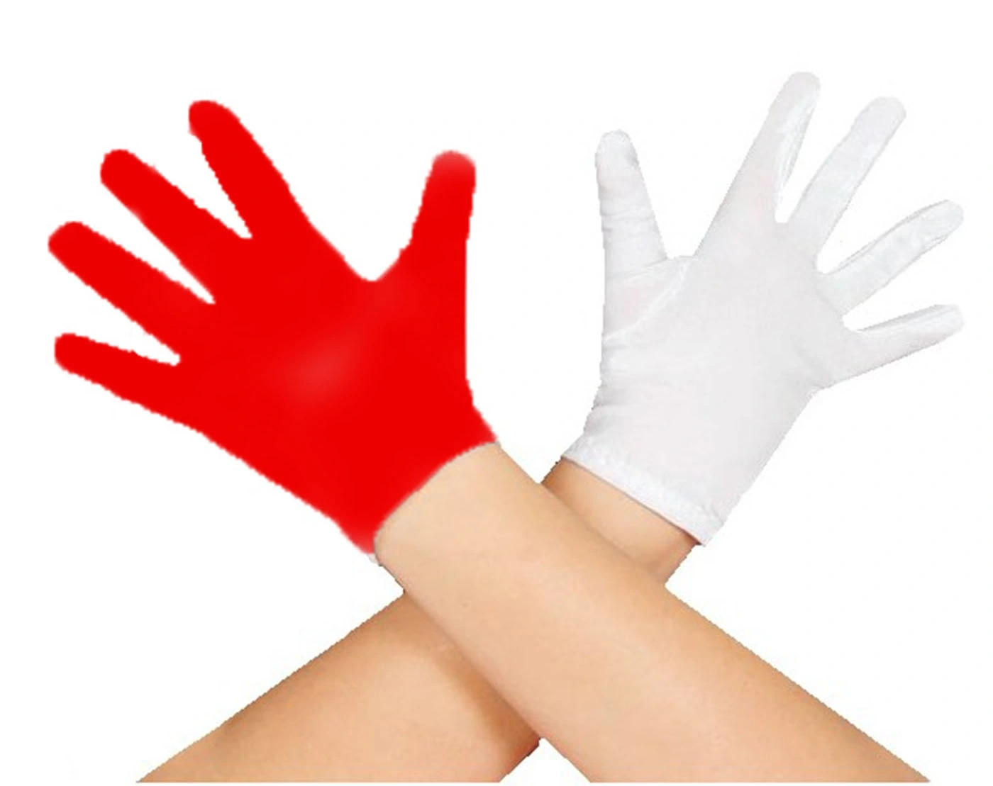 Gösteriler İçin 1 Çift Kırmızı Beyaz Pandomim Eldiveni Çocuk Boy - Lisinya