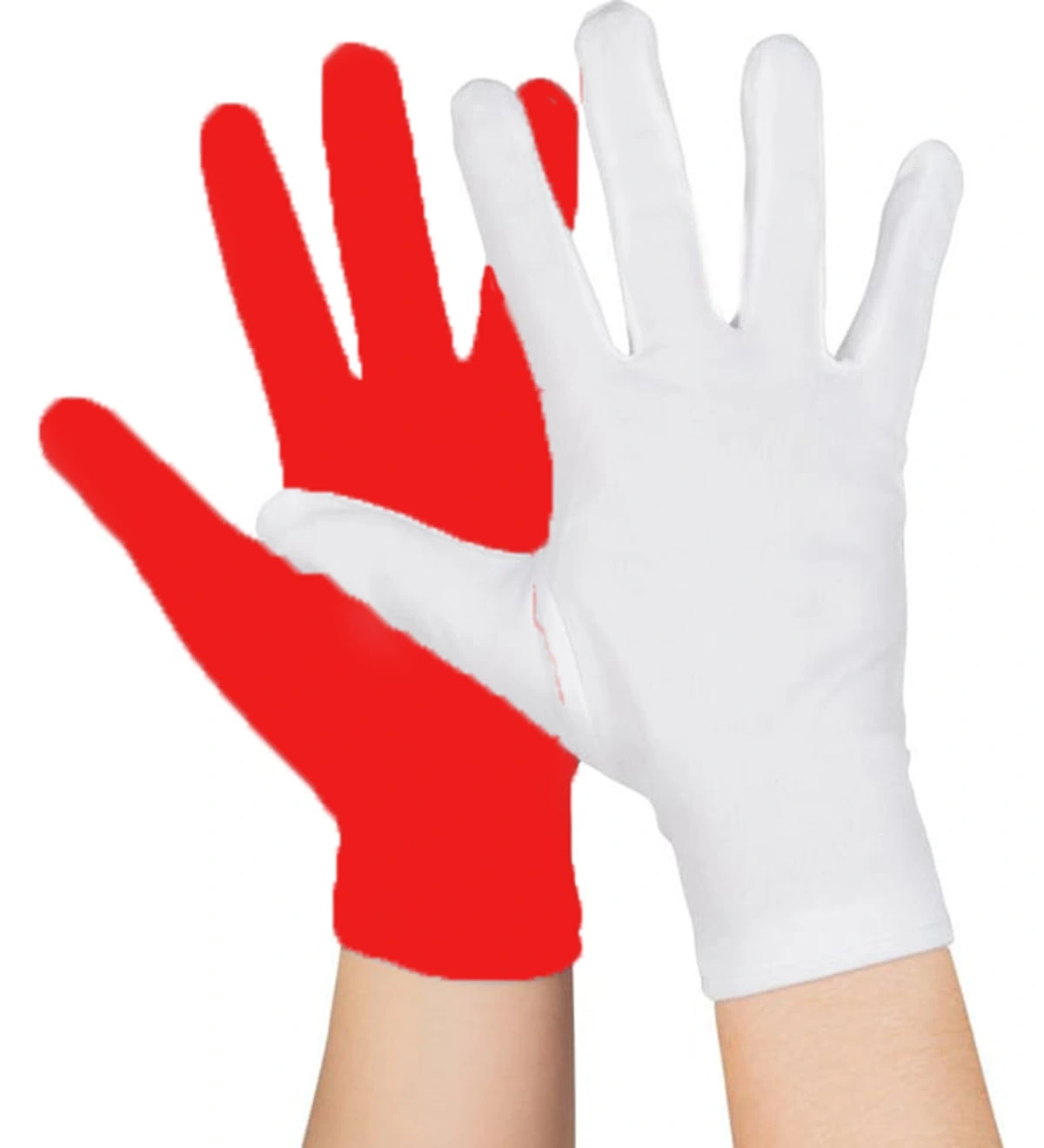 Gösteriler İçin 1 Çift Kırmızı Beyaz Pandomim Eldiveni Çocuk Boy - Lisinya