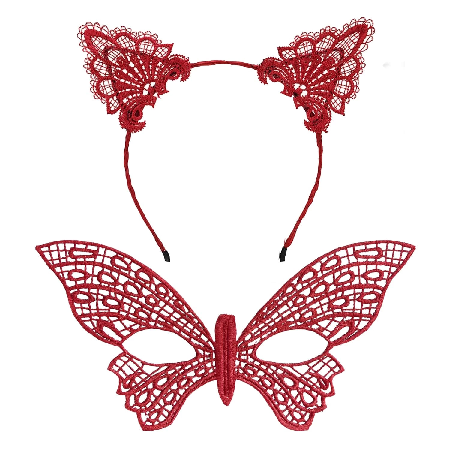 Gösterişli Kırmızı Dantel Maske Ve Taç Seti 7 No – Masquerade Ve Davetler İçin - Lisinya Gösterişli Kırmızı Dantel Maske Ve Taç Seti 7 No – Masquerade Ve Davetler İçin - Lisinya