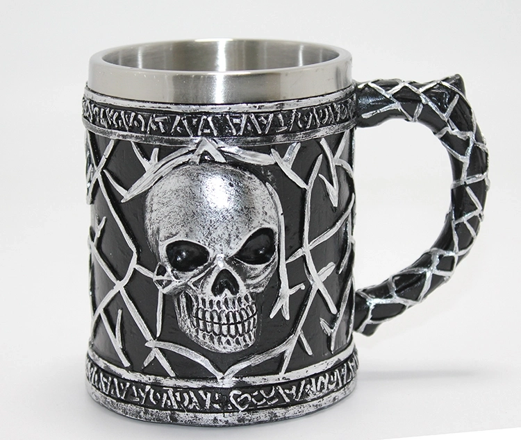 Gotik Kurukafa 3d Kabartmalı Paslanmaz Çelik Kupa Bardak Alk4380 - Lisinya Gotik Kurukafa 3d Kabartmalı Paslanmaz Çelik Kupa Bardak Alk4380 - Lisinya