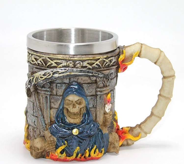 Grim Reaper Azrail Kabartmalı 3d Tasarım Çelik Kupa Bardak Alk4368 - Lisinya