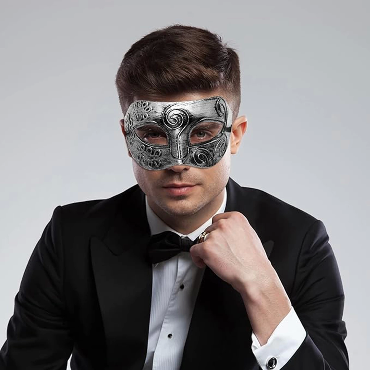 Gümüş Eskitme Yüz Maskesi - Antik Tarz Balo Maskesi - Lisinya