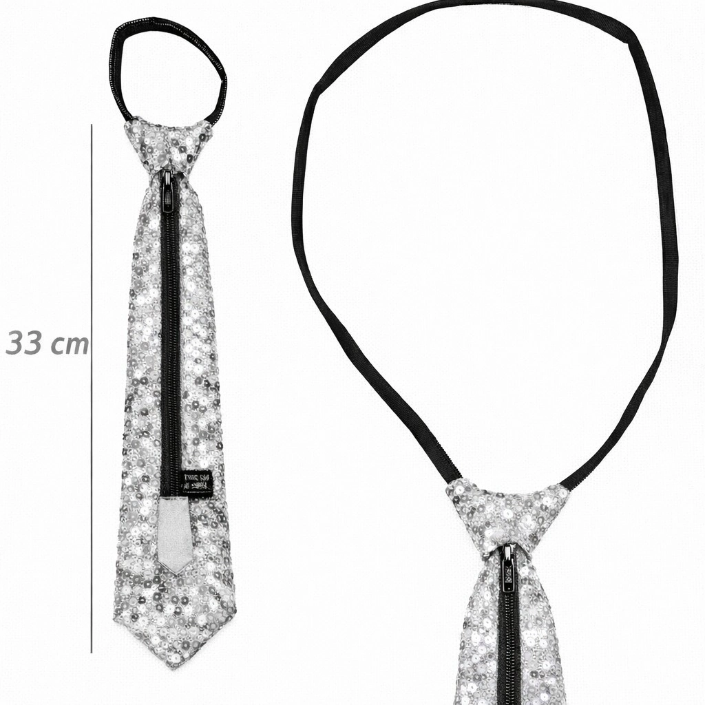 Gümüş Renk Pul Payetli Işıltılı Parti Kravatı 33 Cm - Lisinya Gümüş Renk Pul Payetli Işıltılı Parti Kravatı 33 Cm - Lisinya