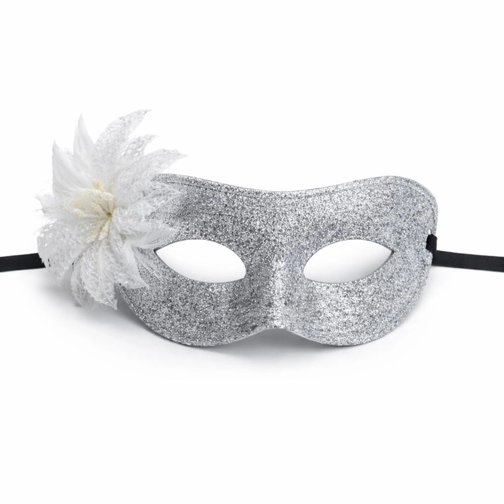 Gümüş Simli Tüylü Balo Maskesi – Kadın Parti  Maskeli Balo Maskesi - Lisinya
