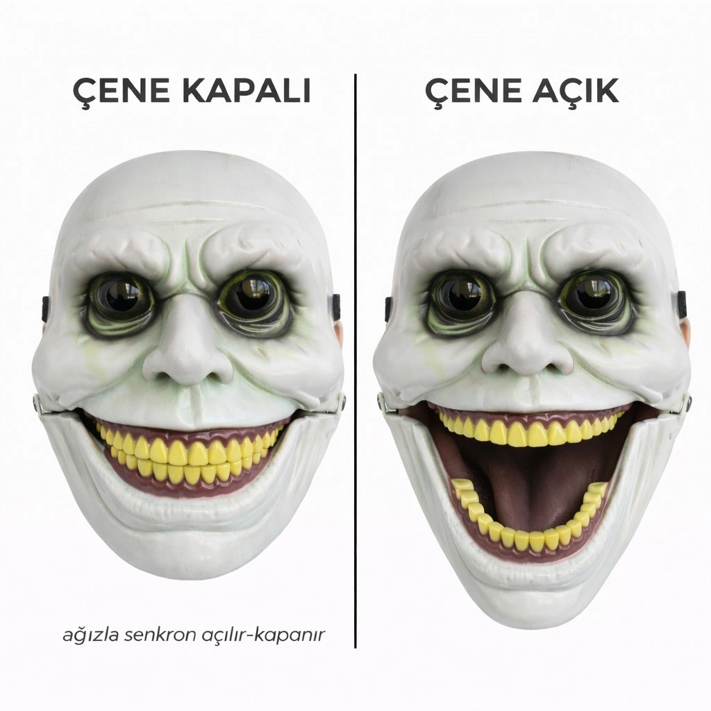 Hareketli Çene Mekanizmalı Korku Maskesi Yeşil - Lisinya Hareketli Çene Mekanizmalı Korku Maskesi Yeşil - Lisinya