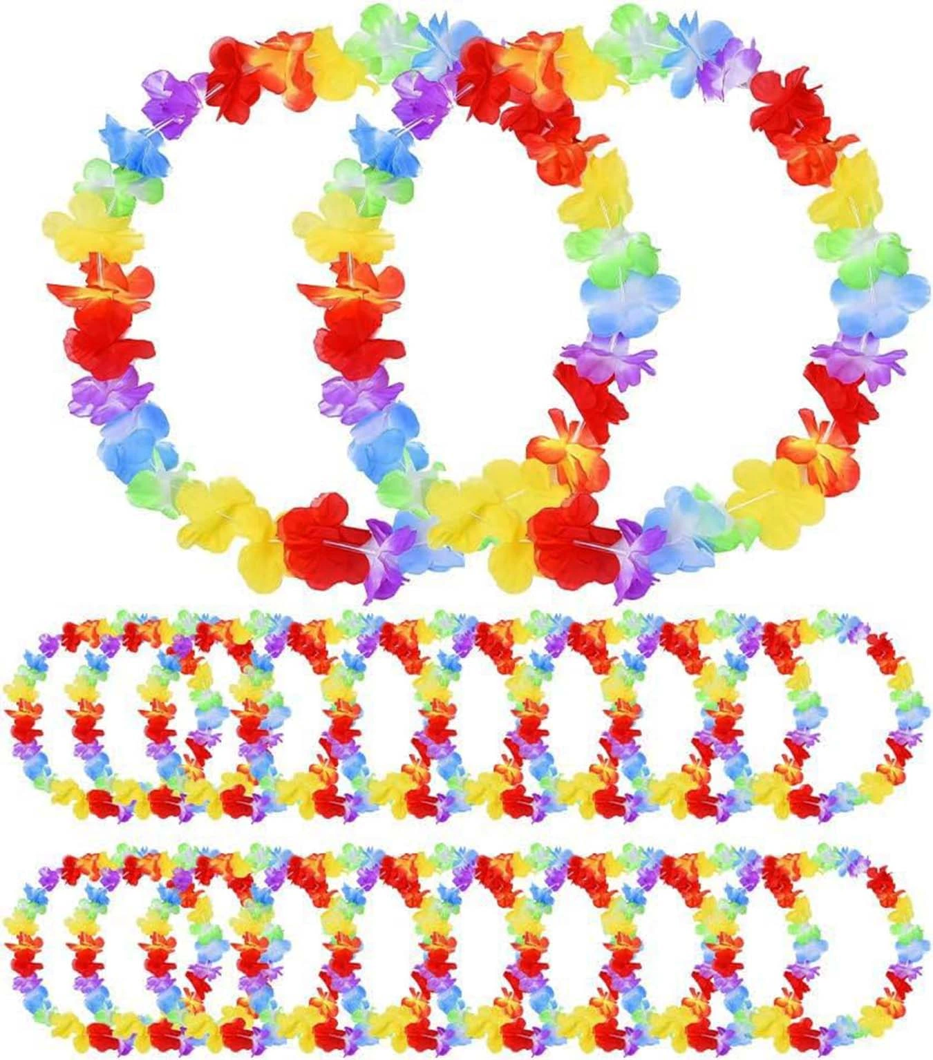 Hawaii Çiçekli Boyun Kolyesi - Renkli Tropikal Parti Leisi 12 Adet - Lisinya