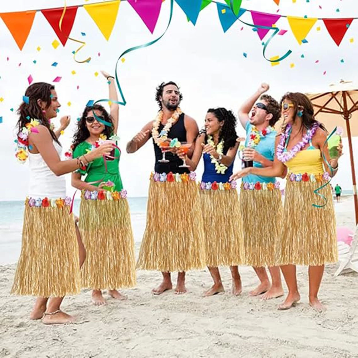 Hawaii Tarzı Hula Eteği – 60 Cm Hasır Naturel Etek - Lisinya