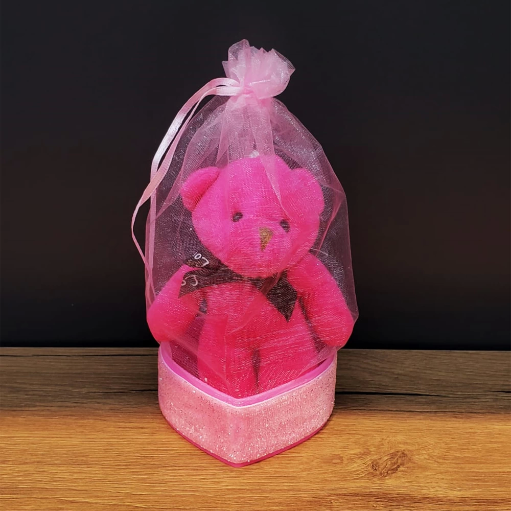 Hediyelik Pembe Tül Kese Ve Ayıcık - Lisinya Hediyelik Pembe Tül Kese Ve Ayıcık - Lisinya