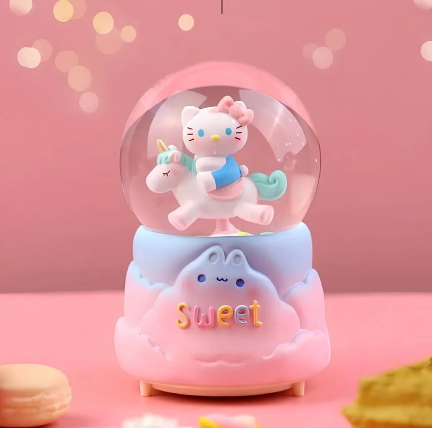 Hello Kitty İçi Dönmeli Püskürtmeli Işıklı Müzikli Kar Küresi Büyük Boy Alk3036 - Lisinya