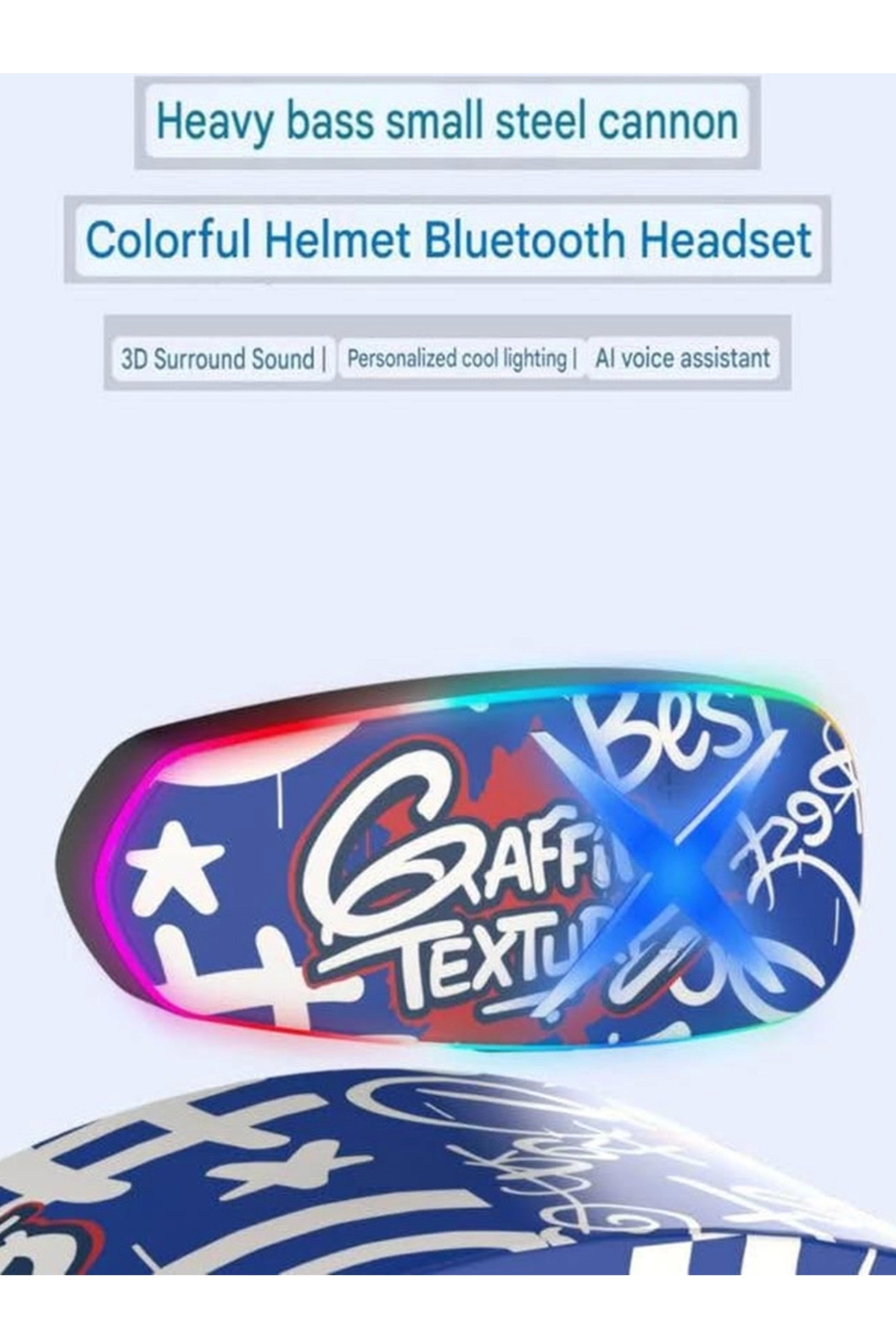 Helmet Graffiti Motor Kask Kulaklık Rgb Modlu Su Geçirmez 6.0 Bluetooth Intercom Yenı Model - Lisinya