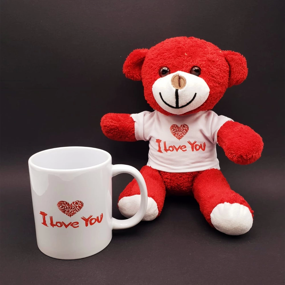 I Love You Baskılı Kupa Ve Kırmızı Ayıcık Seti - Lisinya I Love You Baskılı Kupa Ve Kırmızı Ayıcık Seti - Lisinya