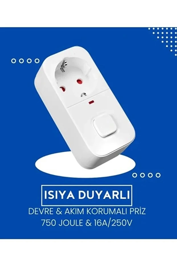 Isıya Duyarlı Devre Ve Akım Korumalı Duvar Tekli Anahtarlı Priz Fiş 16a/250v 750 - Lisinya