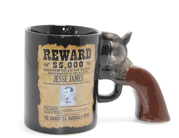 Jesse James Wanted İlanlı  Kulplu Porselen Kupa Bardak Alk4899 - Lisinya