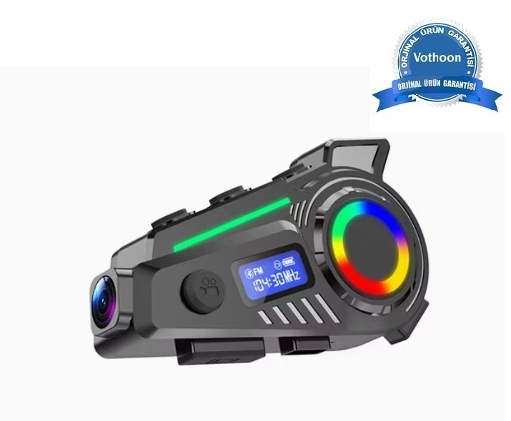 K19 Kameralı Motosiklet Kask Bluetooth Kulaklık Su Geçirmez Intercom Radyolu Hafıza Kartlı - Lisinya