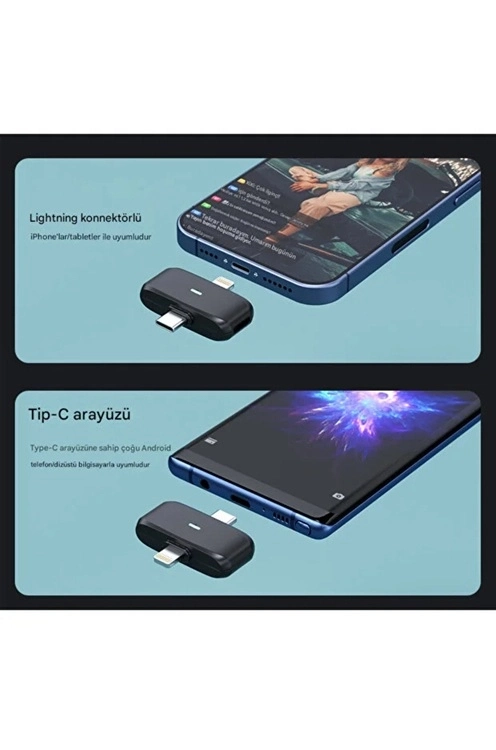 Kablosuz Profesyonel İkili Yayın Yaka Mikrofonu Şarj Kutu Mıknatıslı Typce Lightning Çıkış Mikrofon - Lisinya