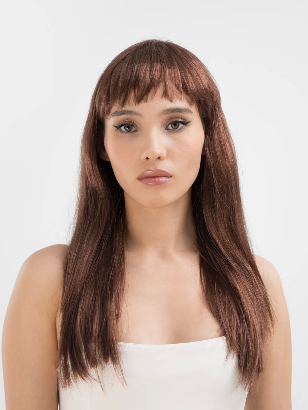 Kahve Renk Uzun Düz Parti Peruğu - Uzun Kahverengi Peruk - Lisinya