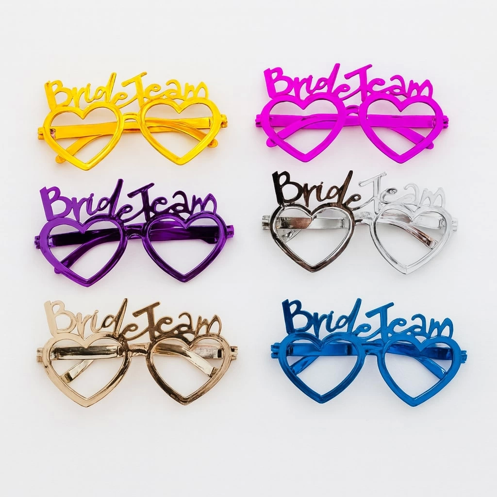 Kalpli Bride Team Gözlük Seti 6 Renk - Kına  Düğün Partileri İçin - Lisinya