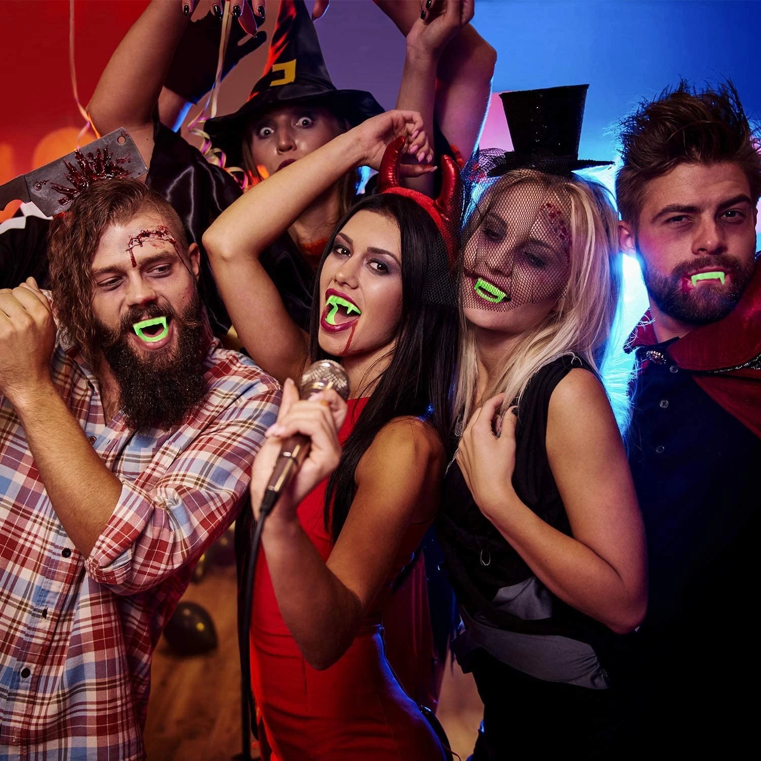 Karanlıkta Parlayan Fosforlu Çift Damak Takma Vampir Dişi - Lisinya