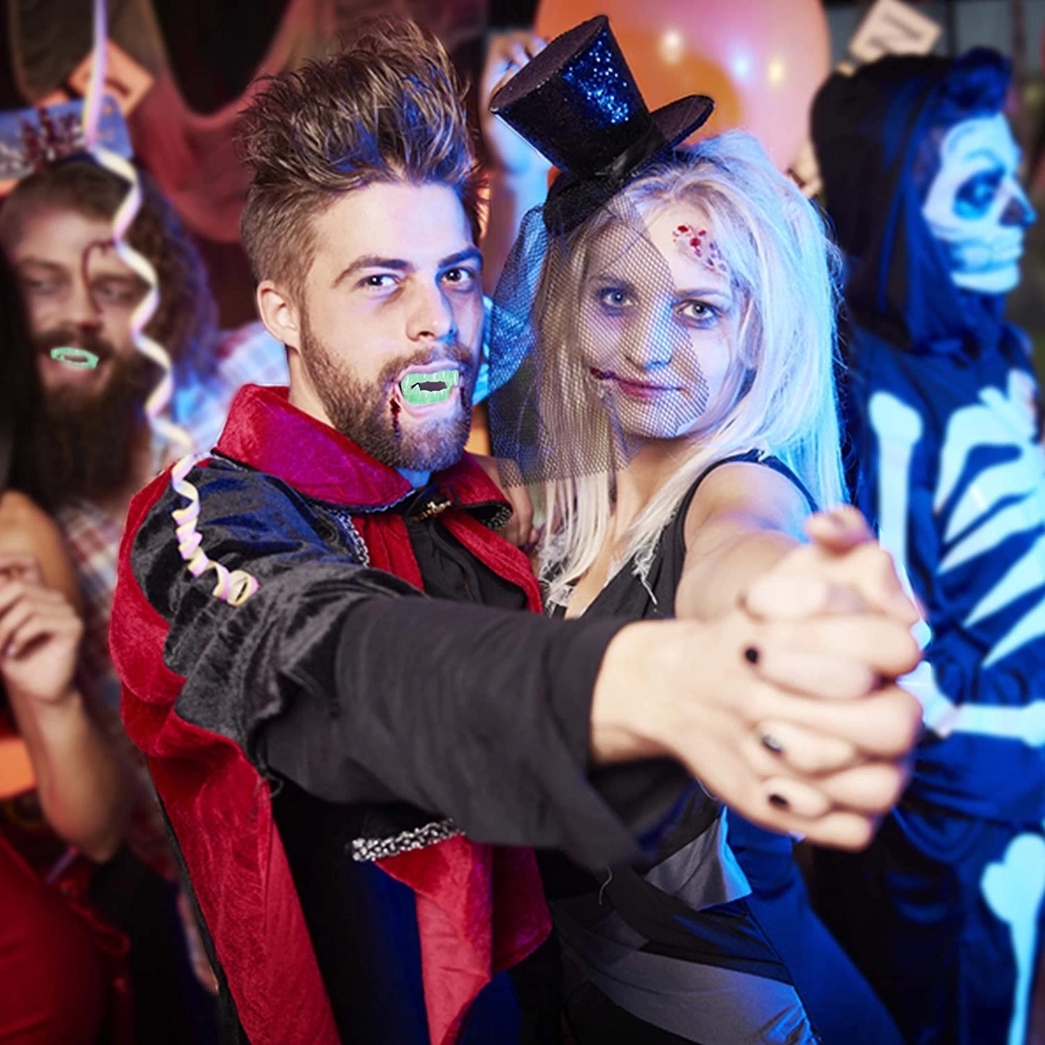 Karanlıkta Parlayan Fosforlu Çift Damak Takma Vampir Dişi - Lisinya