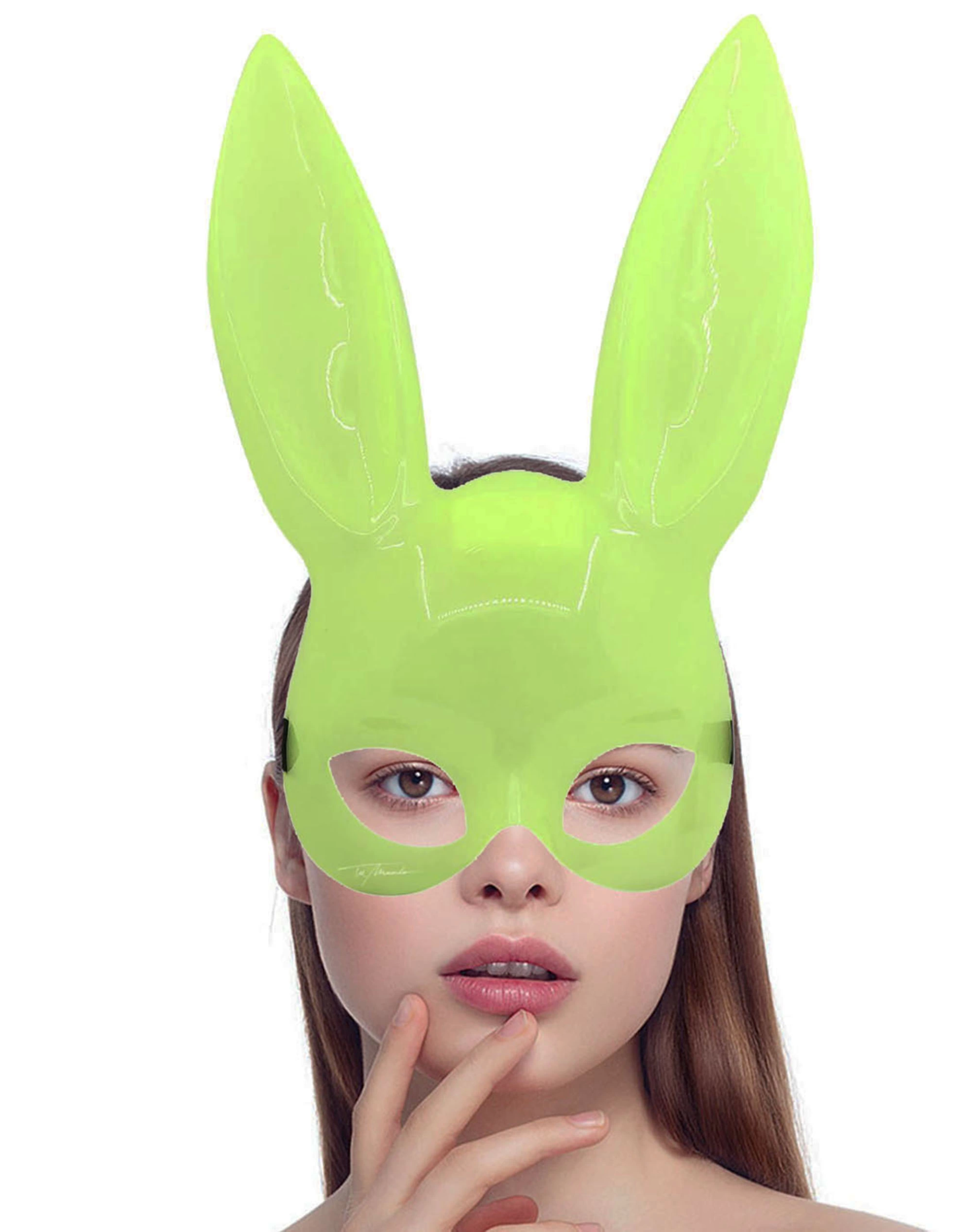 Karanlıkta Parlayan Fosforlu Tavşan Maskesi – Glow Bunny Masquerade Maske (32x22 Cm) - Lisinya