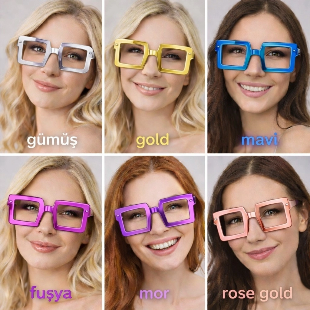 Kare Şekilli Parti Gözlüğü 1239li Set – 6 Renk ( Camsız ) - Lisinya Kare Şekilli Parti Gözlüğü 1239li Set – 6 Renk ( Camsız ) - Lisinya