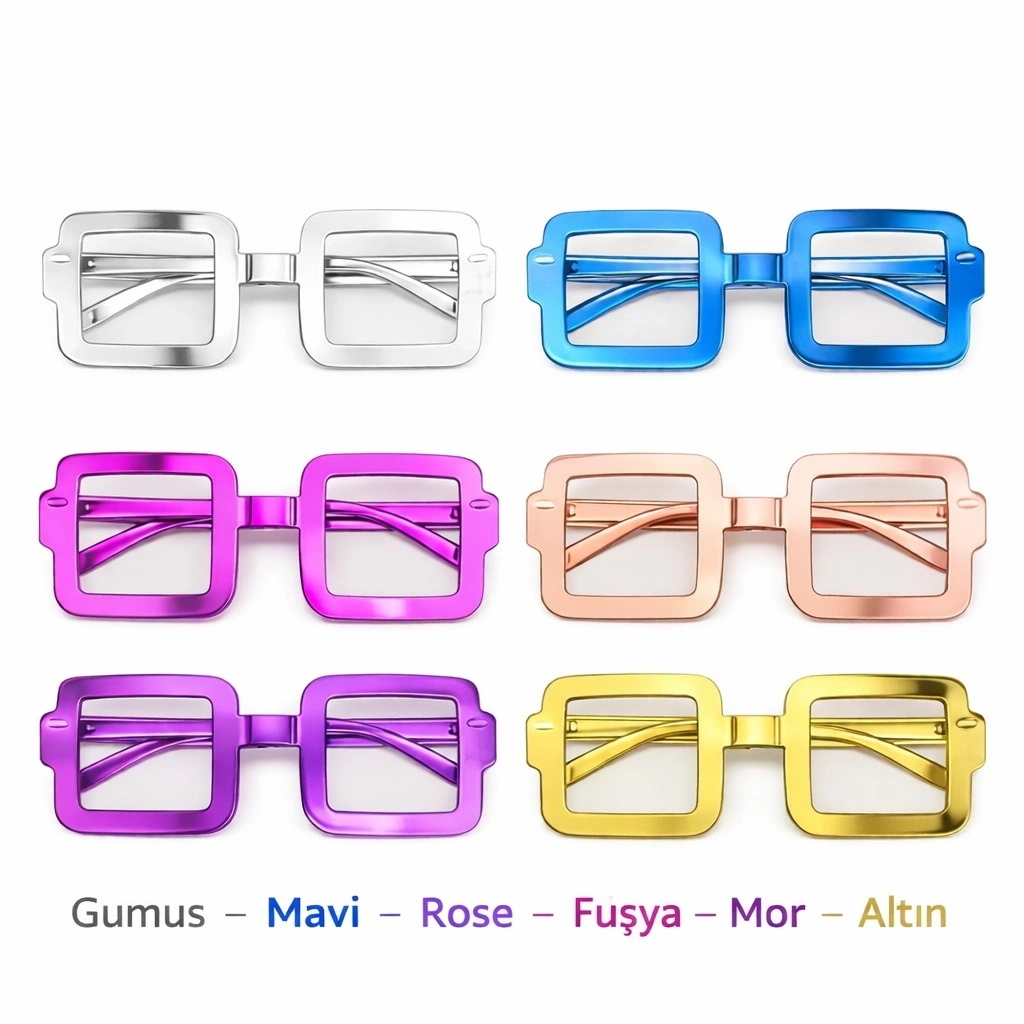 Kare Şekilli Parti Gözlüğü 1239li Set – 6 Renk ( Camsız ) - Lisinya