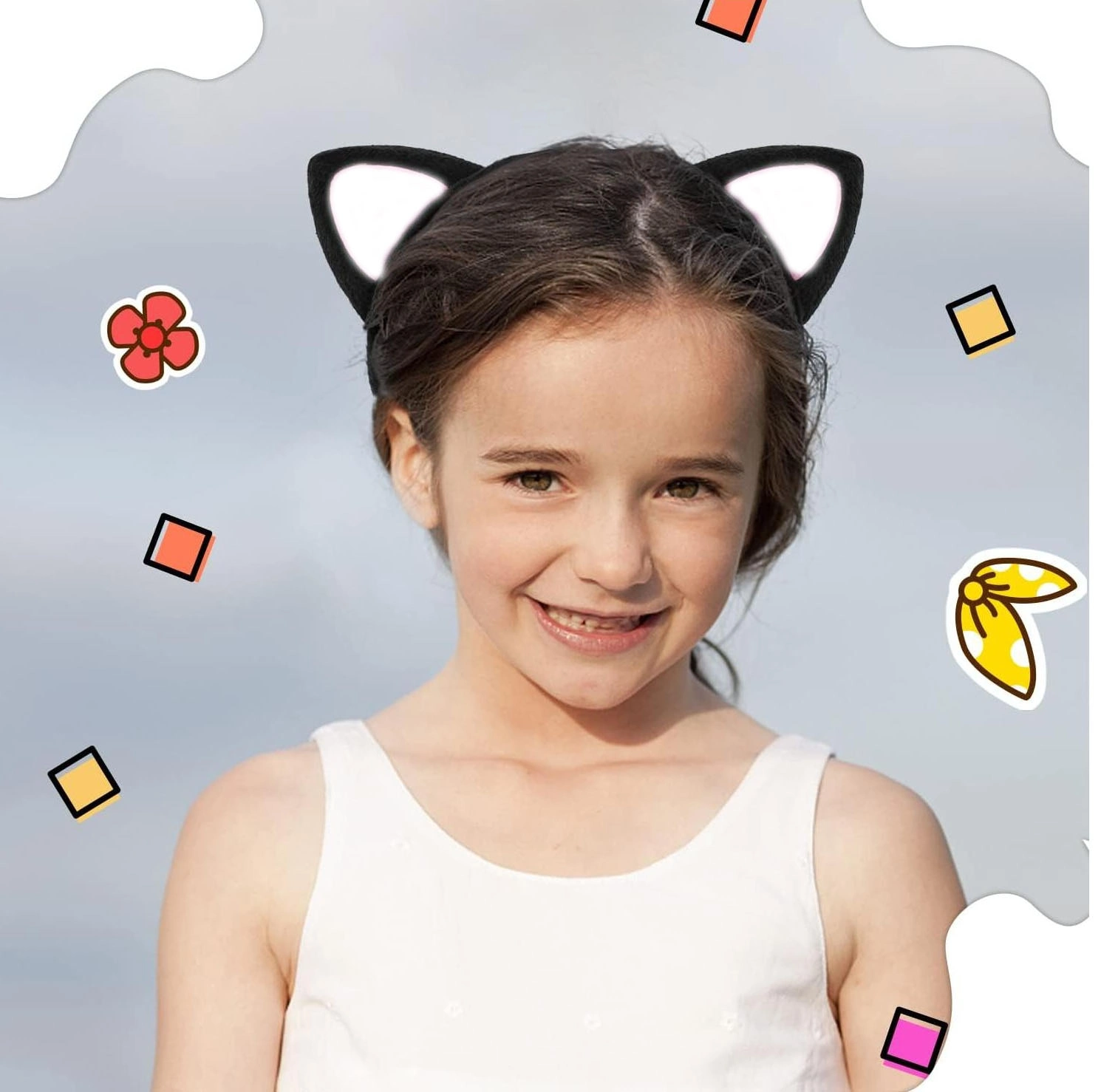 Kedi Kulak Taç Siyah İçi Beyaz Renk Pofuduk 15x17 Cm - Lisinya